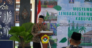 Ketua DPD LDII Sleman, Suwarjo memberikan Sambutan dalam Musda VIII LDII Kabupaten Sleman yang digelar di Pendopo Rumah Dinas Bupati Sleman